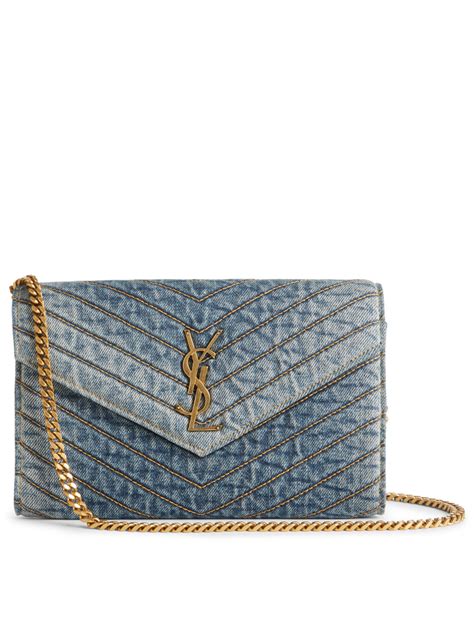 ysl denim wallet on a chain
